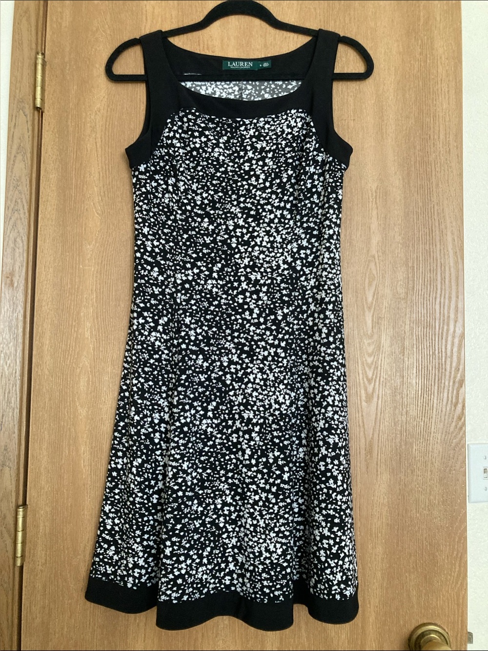 Lauren Ralph Lauren Black and White Floral A-Line Tank Dress